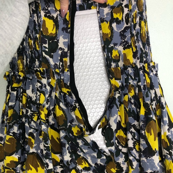 Marni Citrus Full Skirt Midi Dress Square Neck Fit Flare - Picture 9 of 16